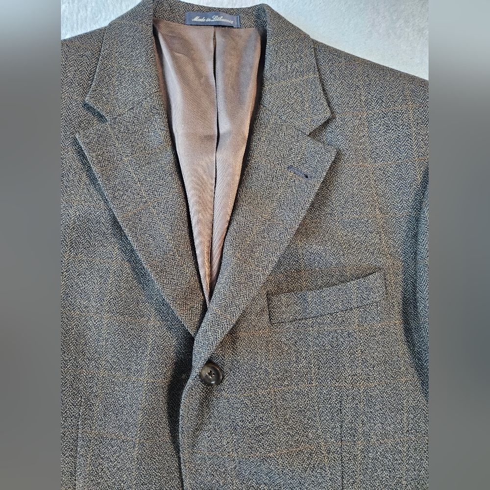 Oscar De La Renta mens 40 brown crosshatched sports jacket - Picture 4 of 9